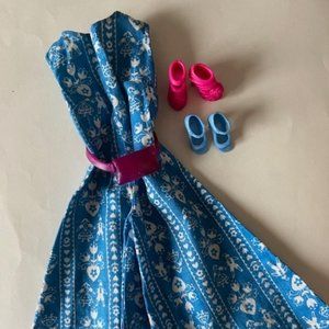 Vintage Barbie Doll Jump / Pantsuit, fanny pack, and two pairs of heeled shoes